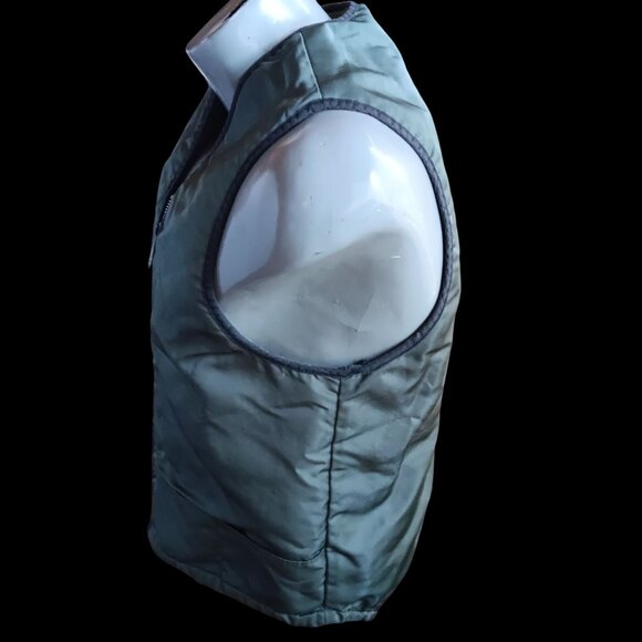 Vintage Men's Small Work Vest Green Utility Sherpa Lined Steel Zipper 1970's - Picture 5 of 8